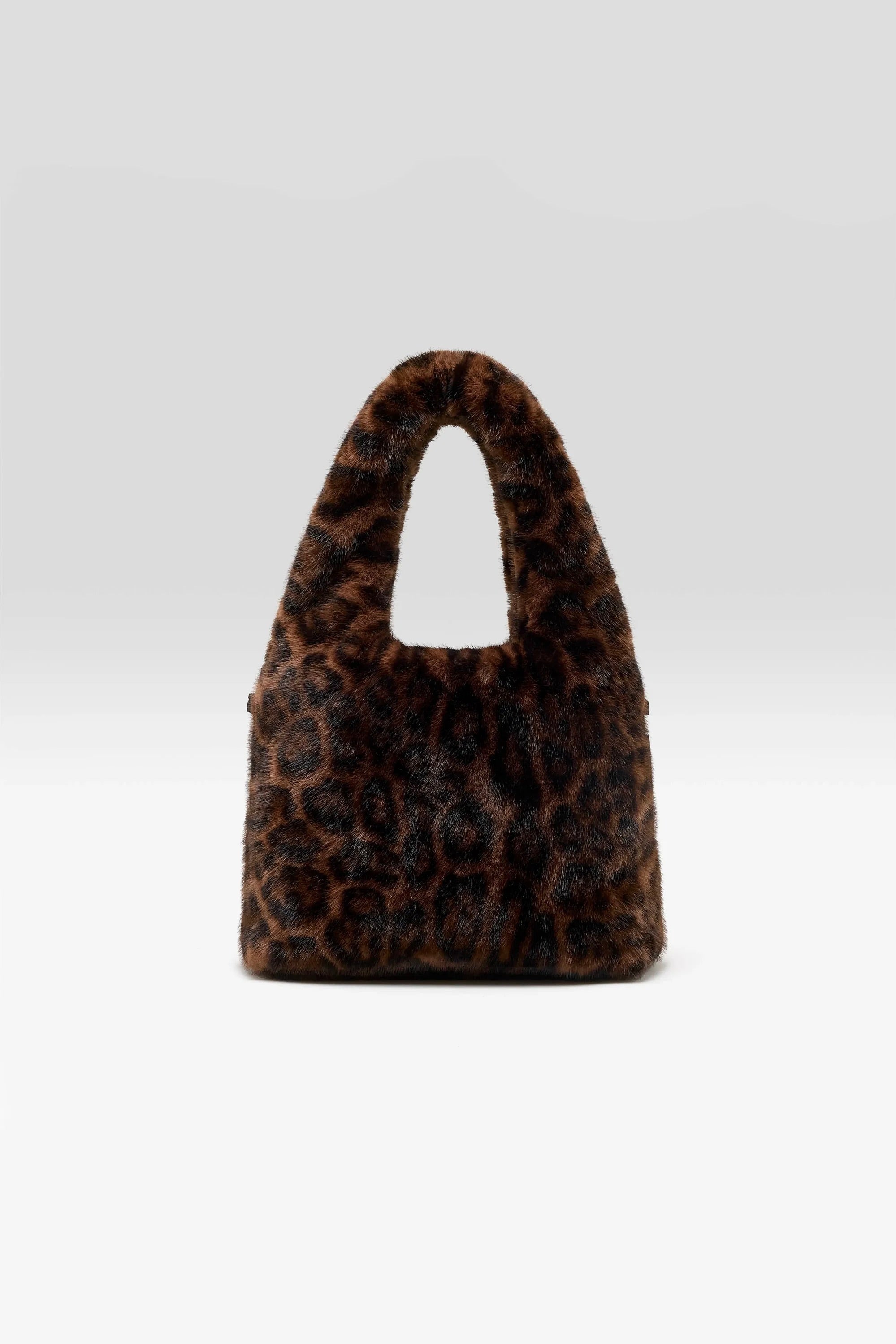 sac en fausse fourrure leopard marron foncé et noir, anse amovible et ajustable Bellerose Jelga -- Bonny Lyon 