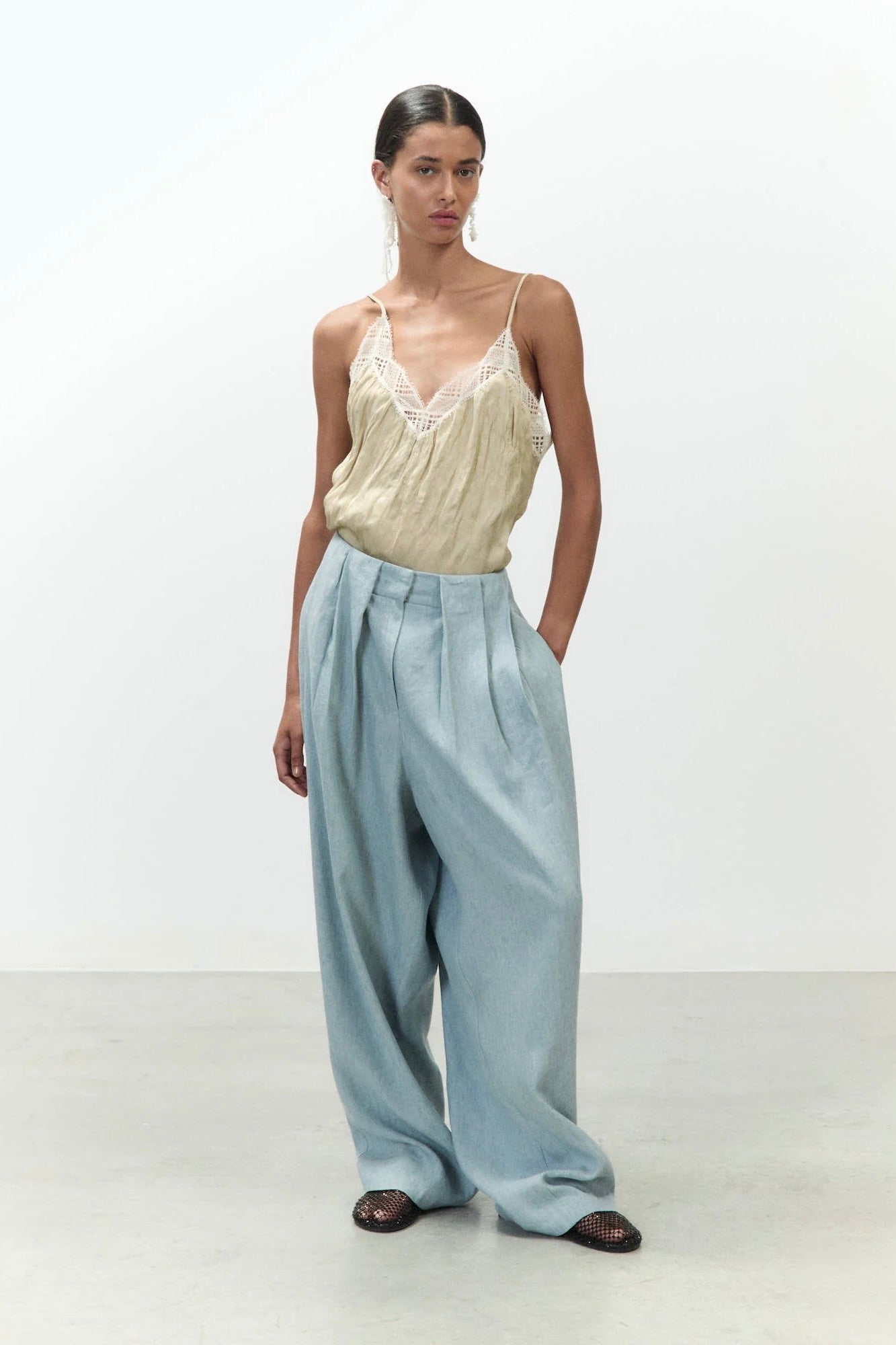 Pantalon Visco Melange con Cinta