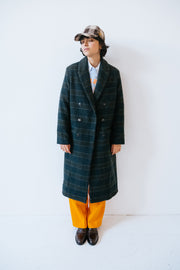 Manteau long laine à carreaux Gabin Vert CHLOE STORA Bonny Lyon