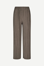 Pantalon finement plissée jersey polyester recyclé longueur midi Uma Major Brown Samsoe Samsoe Bonny Lyon 