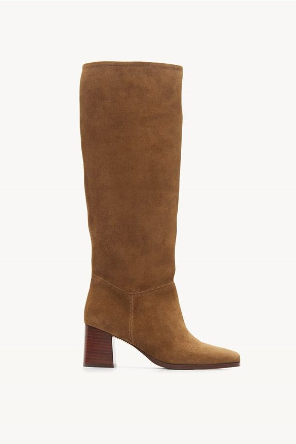 Bottes en suede écorce camel talons moyens no.109 Rivecour Bonny Lyon