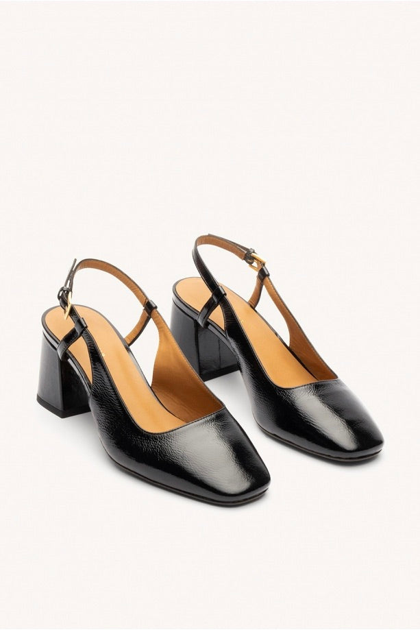 Slingback no.617 Cuir Vernis Noir