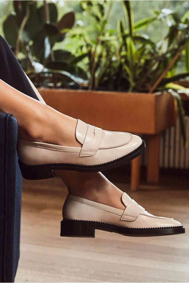 Mocassins en cuir vernis blanc crème no.82 Rivecour Bonny Lyon