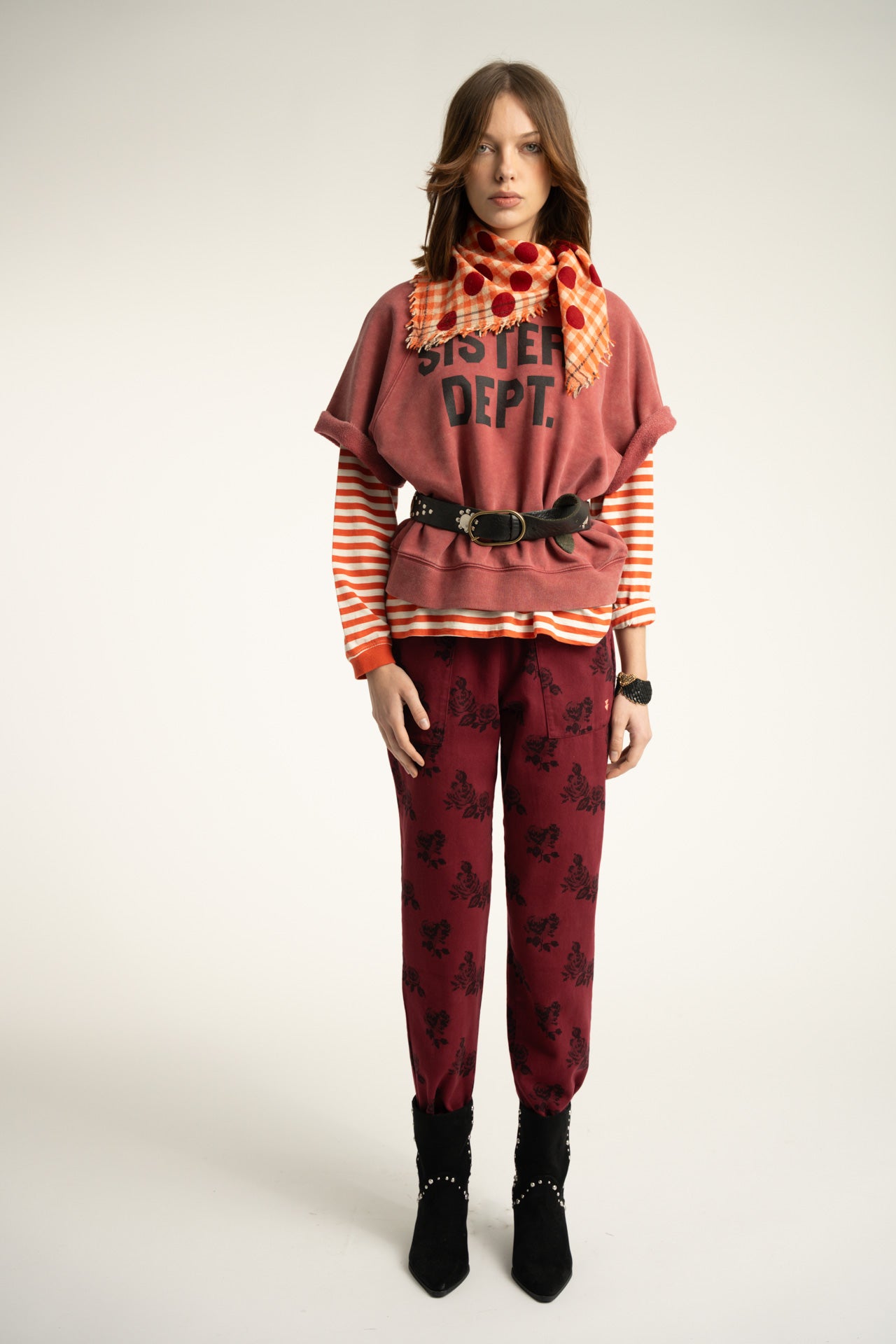 Sweatshirt manches courtes bordeaux Sisters Department __ Bonny Lyon