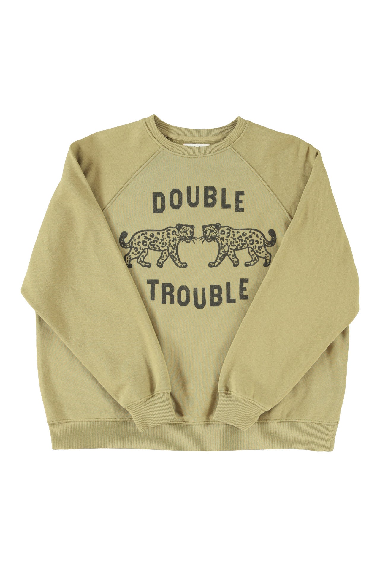 Sweatshirt kaki manches longues imprimé leopard Double Trouble Sisters Department __ Bonny Lyon