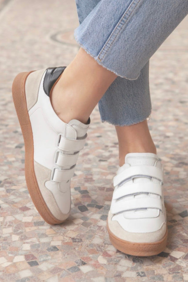 Baskets Rivecour no.11 cuir blanc scratch Bonny Lyon