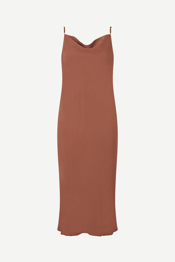 Robe mi-longue droite Fredericka Mustang marron Samsoe Samsoe Bonny Lyon 
