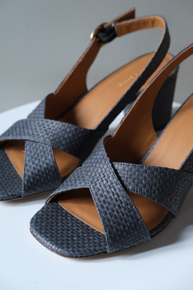 Sandales no.652 Raphia Noir