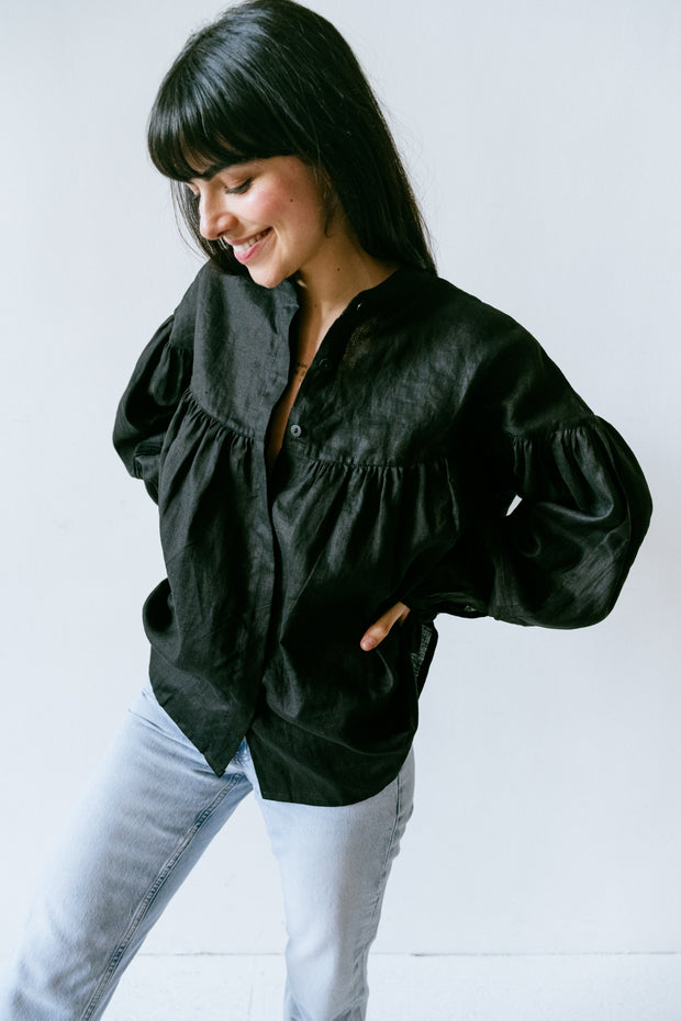 Blouse Oversized Linen Black