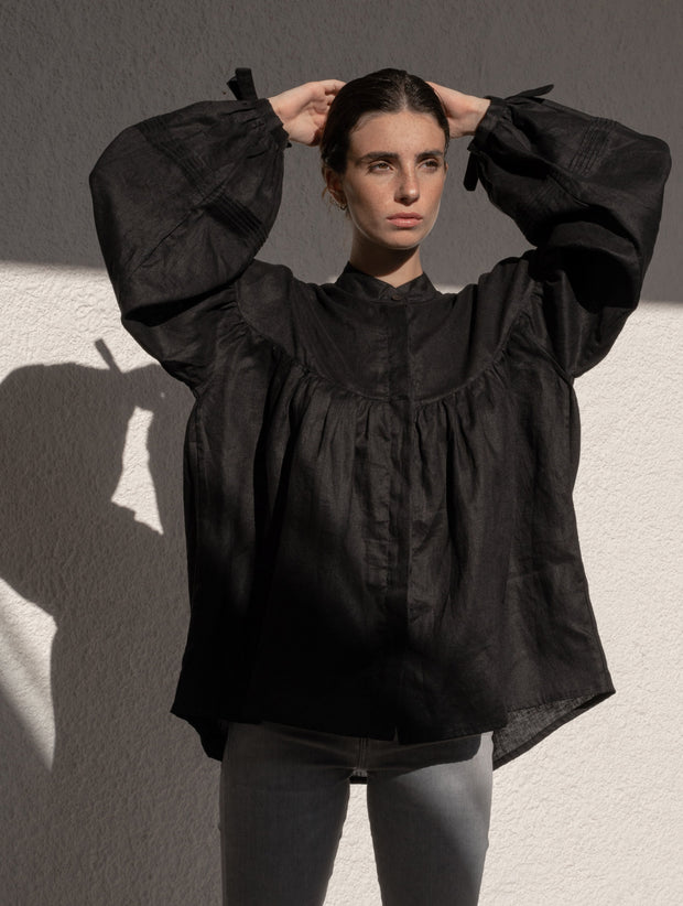 Blouse Oversized Linen Black