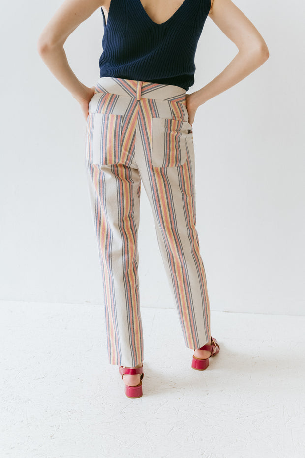 Pantalon droit coupe cigarette rayures multicolore Patti multi CHLOE STORA Bonny Lyon