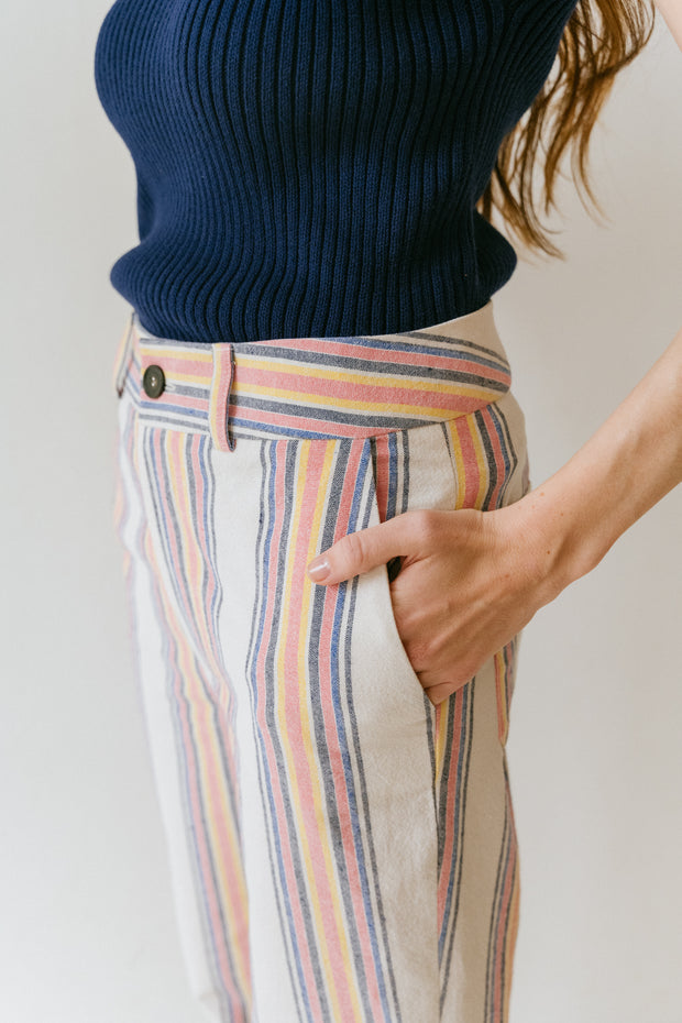 Pantalon droit coupe cigarette rayures multicolore Patti multi CHLOE STORA Bonny Lyon