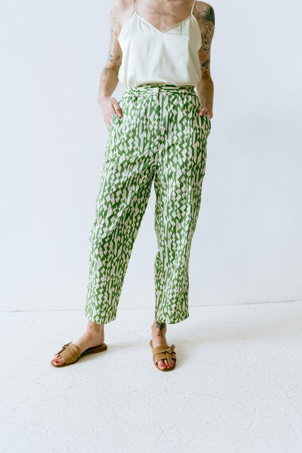 Pantalon coupe droite imprimé Rony Verveine Vert CHLOE STORA Bonny Lyon 
