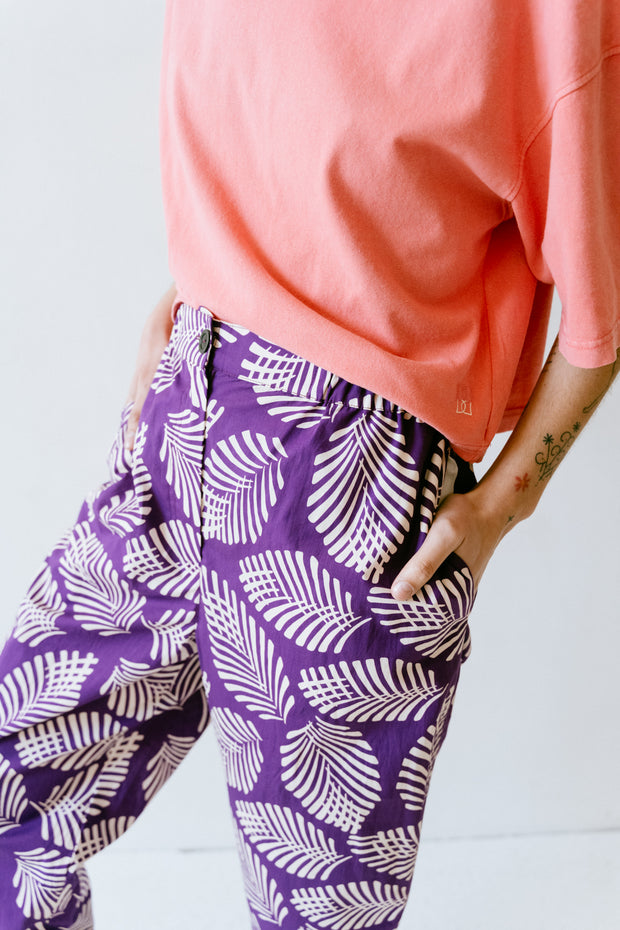Pantalon coupe droite imprimé violet Rony CHLOE STORA Bonny Lyon