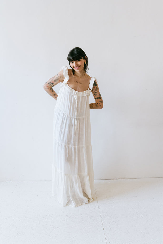 Robe Amaya Gathered Ecru