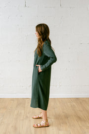Robe mi-longue en gaze de coton vert Menelik CHLOE STORA Bonny Lyon