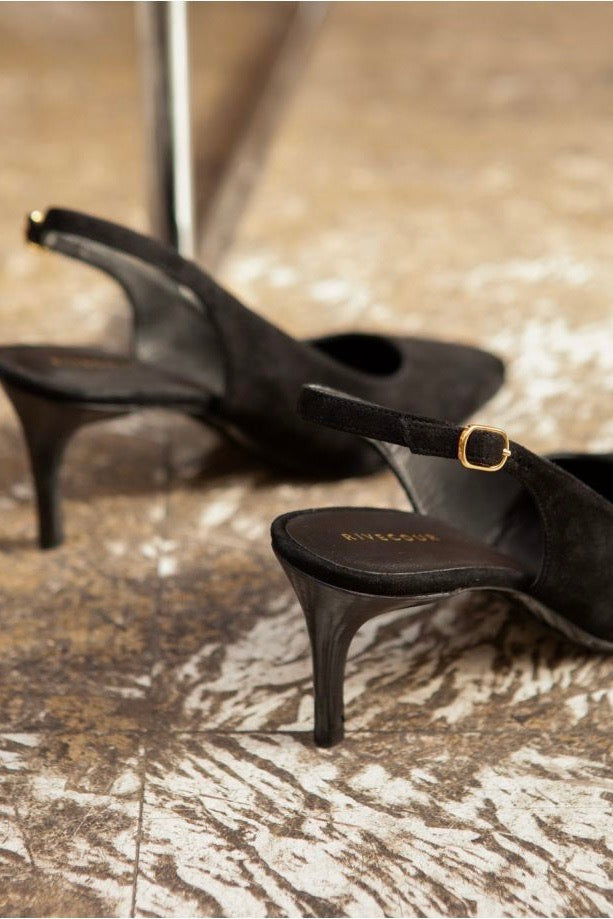 Slingback no.132 Suede Noir
