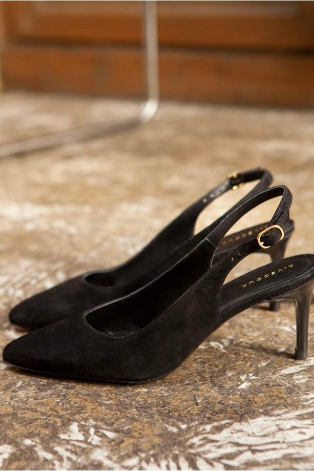 Slingback no.132 Suede Noir